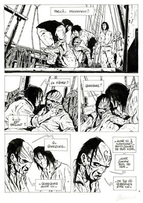une page d'une bande dessinée représentant un homme et une femme sur un bateau