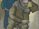 une peinture à l'huile représentant un homme et une femme assis sur une chaise