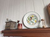 a plate that is sitting on top of a shelf