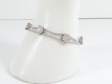 silver plated ankle chain bracelet with crystal stones and beads