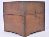 a small wooden box with a handle on it