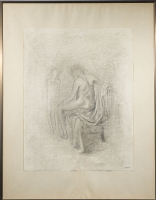l'image d'un dessin représentant une femme assise sur une chaise