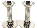 pair of silver plated candlesticks with twisted rope handles