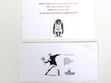 two business cards with a picture of a man throwing a frisbee