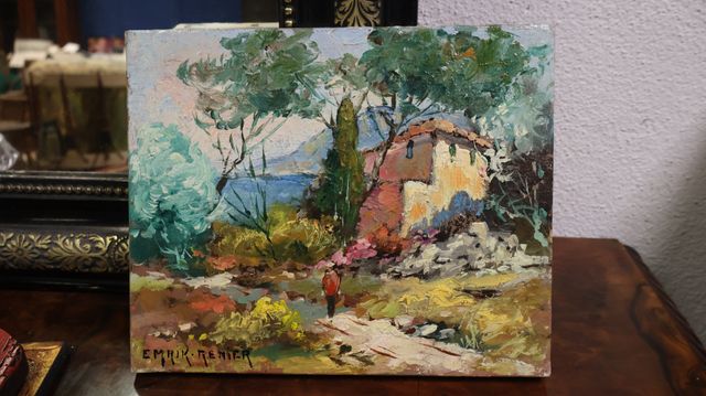 Emrik RENIER (XXe) « Paysage des Alpes ». Huile sur toile. Signée...