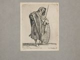 a black and white drawing of a man with a sword and shield