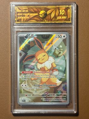 La carte Pokémon se trouve dans un étui en plastique transparent