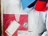 a box of clothing that is sitting on the floor