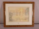 an image of a picture of a painting of trees in the snow