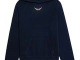a close up of a child ' s sweatshirt with a hoodie on it