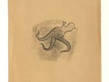 un dessin représentant une pieuvre sur un morceau de papier brun