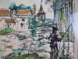 une image représentant un dessin d'une personne à vélo