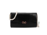 pochette en crocodile noir ornée de perles