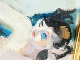 un tableau représentant une femme dans une baignoire avec un chat