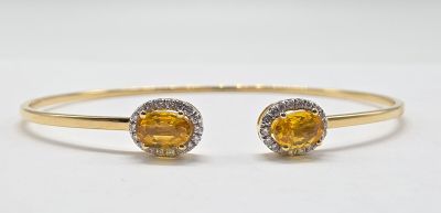 Bracelet EN OR Jaune Sertie DE 2 Saphirs Jaunes (1,38 CT) DA…