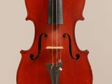 a close up of a violin with a bow on a white background