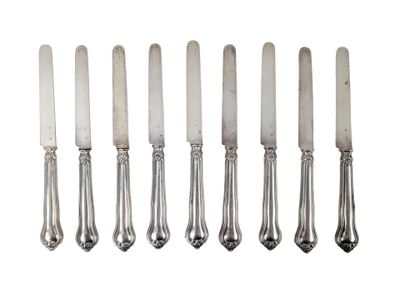 a set of six silverplated knives with handles
