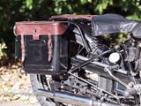 a motorcycle that is parked on the side of the road