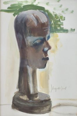 Jacques JOOS (1945-2021), "Tête africaine", gouache sur toil…