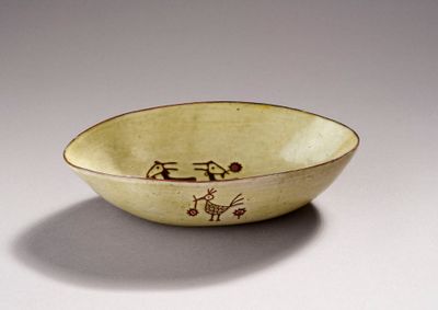 Olivier PETTIT (1918-1979) Coupe oblongue en céramique émail…