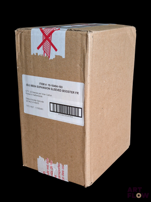 a cardboard box with a sticker on it