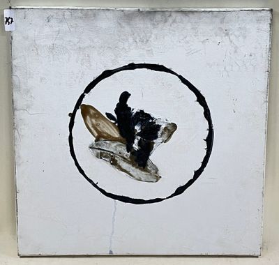 Composition abstraite. Huile sur toile et collage.