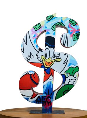 a dollar sign with a cartoon character on top of it