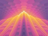 a computer generated image of a pink and orange geometric background
