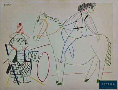 dessin représentant un homme à cheval aux côtés d'une femme à cheval