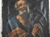 un vieux tableau représentant un vieil homme barbu