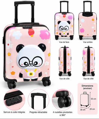 La valise en forme de panda est conçue pour ressembler à un panda.