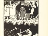an illustration of a group of people standing around in a room