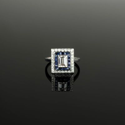 a diamond and sapphire ring