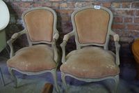 2 fauteuils polychromes de style Louis XV