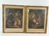 deux tableaux encadrés représentant deux femmes dans un décor boisé