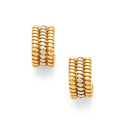 a pair of 18k yellow gold and diamond earrings