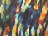 abstract painting of a group of horses standing in a line