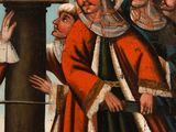 a painting of a group of men standing next to each other