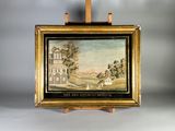 peinture sur chevalet représentant un paysage avec une maison en arrière-plan