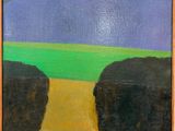 an image of a painting of a landscape with a mountain in the background