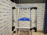 an image of a gym equipment stand with a blue seat