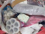 a bag full of items sitting on a table