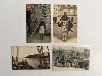 plusieurs vieilles photos d'un homme à cheval à côté d'un bateau