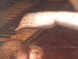 an image of a painting of a woman playing a piano with a child