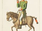 a drawing of a man in uniform riding on a horse