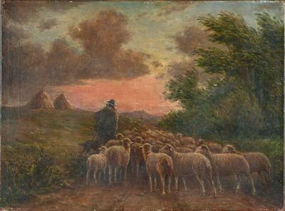 A. DUBOUX Troupeau au couchant