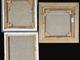 three framed pictures of a couple of frames on a black background