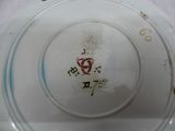 a close up of a plate with writing on it