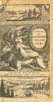 an old book with a picture of a woman and a dog