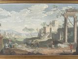 an image of a painting of a landscape with a man and a horse